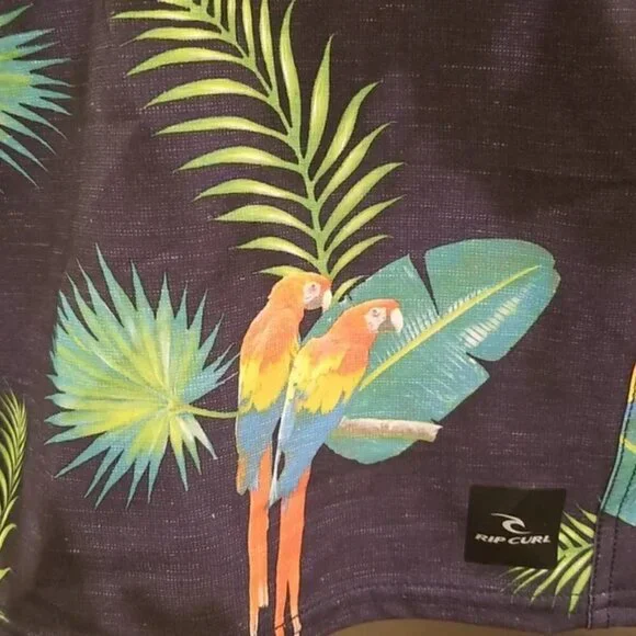 RIP CURL Mirage Subtropic Swim Trunks ~ Swim Shorts Tropical Parrot Print 30 NWT